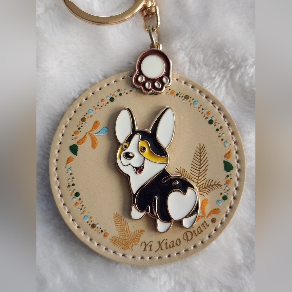 Cute Corgi Keychain with Gold Accents Bag Charm - Picture 2 of 4